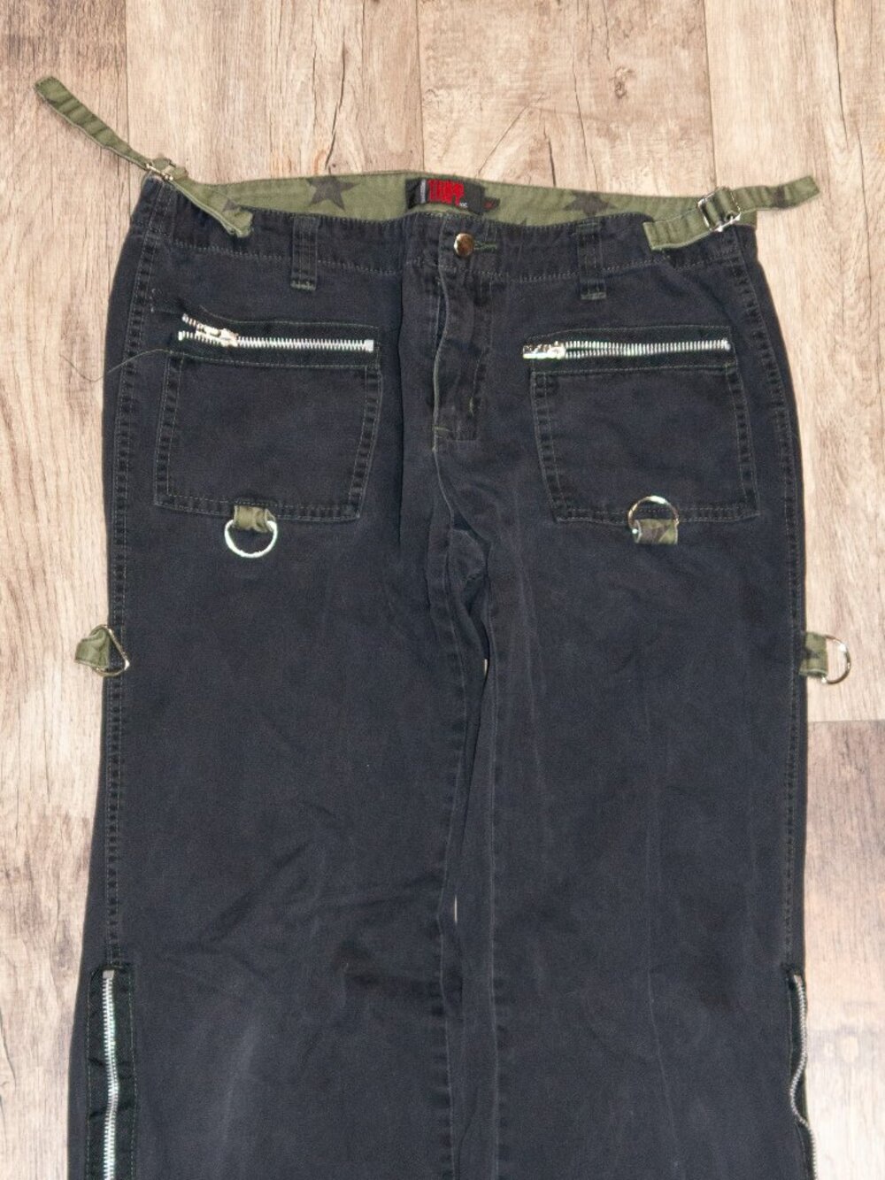 Vintage TRIPP NYC Daang Goodman Size 9 Black Bondage Cargo Pants Y2K Goth Punk